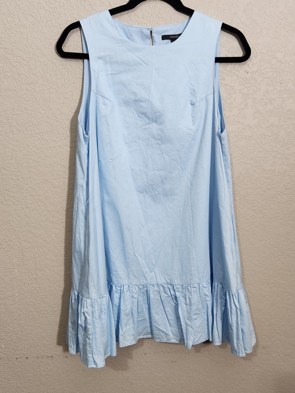Forever 21 Light Blue Sleeveless Ruffle-Hem Midi Dress